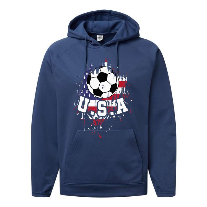 United States Soccer American Football USA Futbol Performance Fleece Hoodie