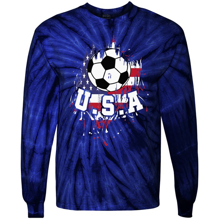 United States Soccer American Football USA Futbol Tie-Dye Long Sleeve Shirt