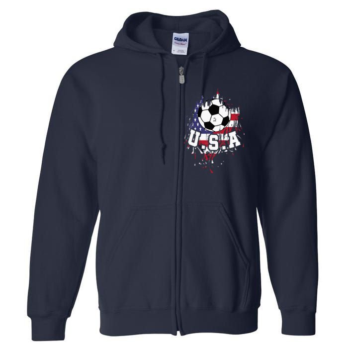 United States Soccer American Football USA Futbol Full Zip Hoodie