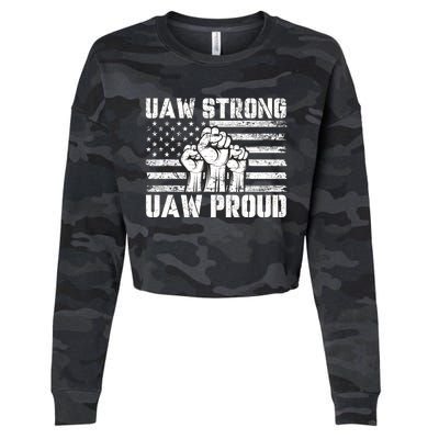 UAW Strong Solidarity UAW Proud Union UAW Laborer Worker Cropped Pullover Crew