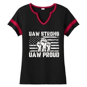 UAW Strong Solidarity UAW Proud Union UAW Laborer Worker Ladies Halftime Notch Neck Tee