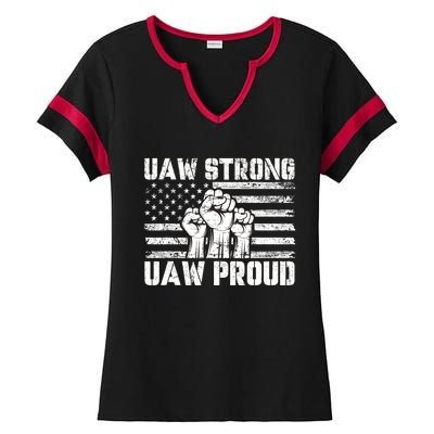 UAW Strong Solidarity UAW Proud Union UAW Laborer Worker Ladies Halftime Notch Neck Tee