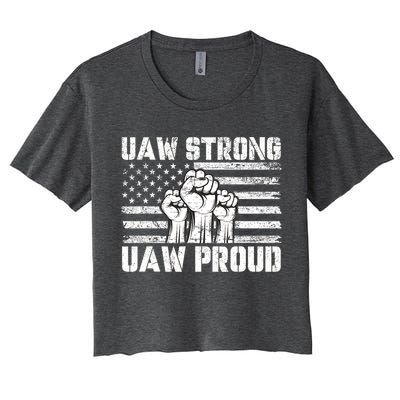 UAW Strong Solidarity UAW Proud Union UAW Laborer Worker Women's Crop Top Tee