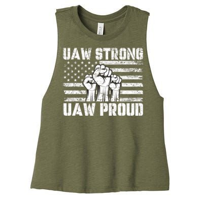 UAW Strong Solidarity UAW Proud Union UAW Laborer Worker Women's Racerback Cropped Tank