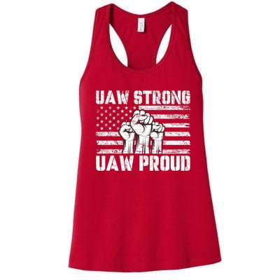 UAW Strong Solidarity UAW Proud Union UAW Laborer Worker Women's Racerback Tank