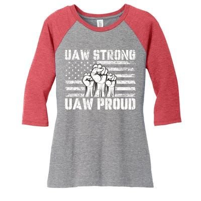 UAW Strong Solidarity UAW Proud Union UAW Laborer Worker Women's Tri-Blend 3/4-Sleeve Raglan Shirt