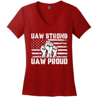 UAW Strong Solidarity UAW Proud Union UAW Laborer Worker Women's V-Neck T-Shirt