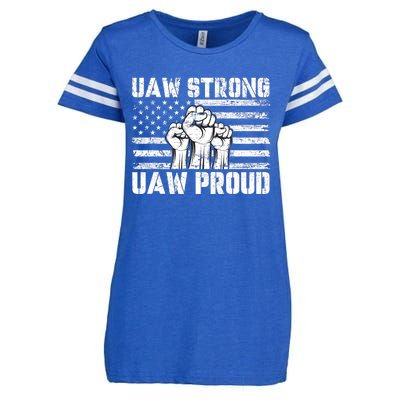 UAW Strong Solidarity UAW Proud Union UAW Laborer Worker Enza Ladies Jersey Football T-Shirt