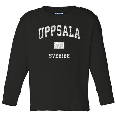 Uppsala Sweden Sverige Vintage Athletic Sports Toddler Long Sleeve Shirt