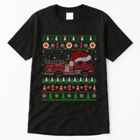 Ugly Sweater Style Fire Truck Fireman Firefighter Christmas Tall T-Shirt