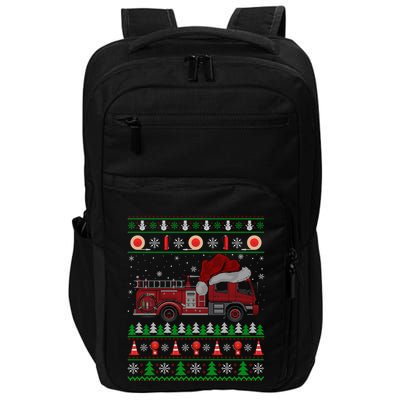 Ugly Sweater Style Fire Truck Fireman Firefighter Christmas Impact Tech Backpack