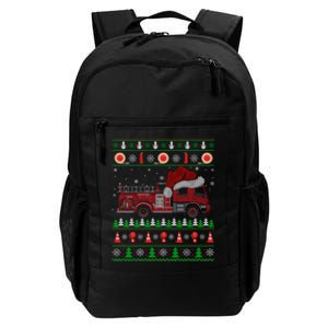 Ugly Sweater Style Fire Truck Fireman Firefighter Christmas Daily Commute Backpack