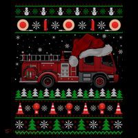 Ugly Sweater Style Fire Truck Fireman Firefighter Christmas Flatbill Hat