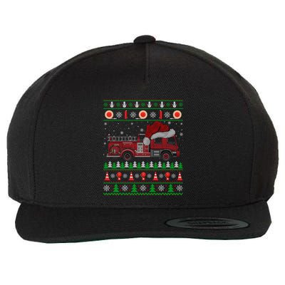 Ugly Sweater Style Fire Truck Fireman Firefighter Christmas Wool Snapback Cap