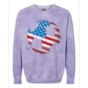 United States Soccer Ball Flag Jersey Gift Usa Football Colorblast Crewneck Sweatshirt