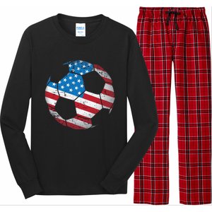 United States Soccer Ball Flag Jersey Gift Usa Football Long Sleeve Pajama Set