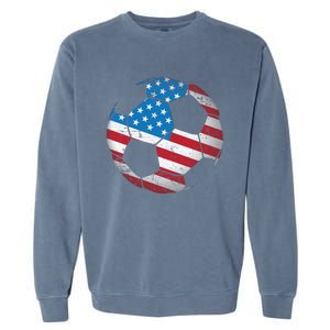 United States Soccer Ball Flag Jersey Gift Usa Football Garment-Dyed Sweatshirt