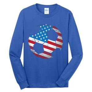 United States Soccer Ball Flag Jersey Gift Usa Football Tall Long Sleeve T-Shirt