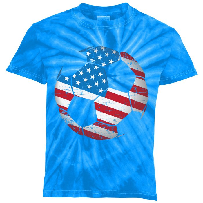 United States Soccer Ball Flag Jersey Gift Usa Football Kids Tie-Dye T-Shirt