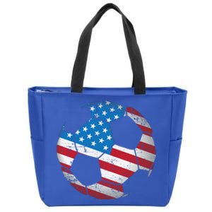 United States Soccer Ball Flag Jersey Gift Usa Football Zip Tote Bag