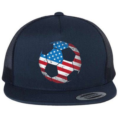 United States Soccer Ball Flag Jersey Gift Usa Football Flat Bill Trucker Hat