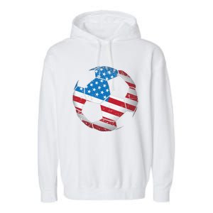 United States Soccer Ball Flag Jersey Gift Usa Football Garment-Dyed Fleece Hoodie