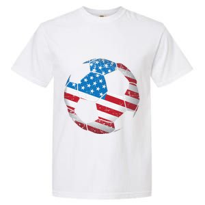 United States Soccer Ball Flag Jersey Gift Usa Football Garment-Dyed Heavyweight T-Shirt