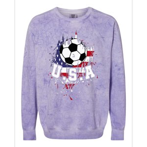 United States Soccer American Football Usa Futbol Colorblast Crewneck Sweatshirt