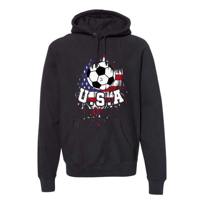 United States Soccer American Football Usa Futbol Premium Hoodie