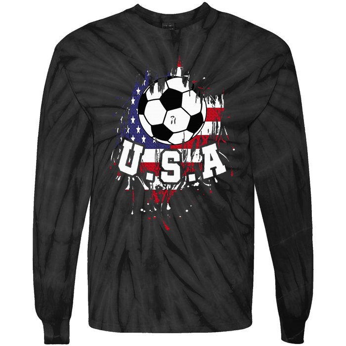 United States Soccer American Football Usa Futbol Tie-Dye Long Sleeve Shirt