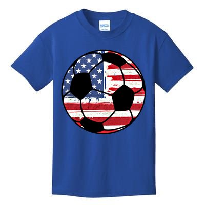 United States Soccer Ball Flag Jersey Gift Usa Football Gift Kids T-Shirt