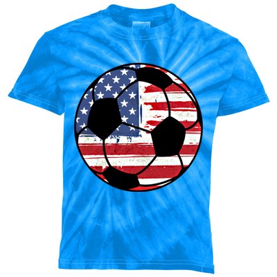 United States Soccer Ball Flag Jersey Gift Usa Football Gift Kids Tie-Dye T-Shirt