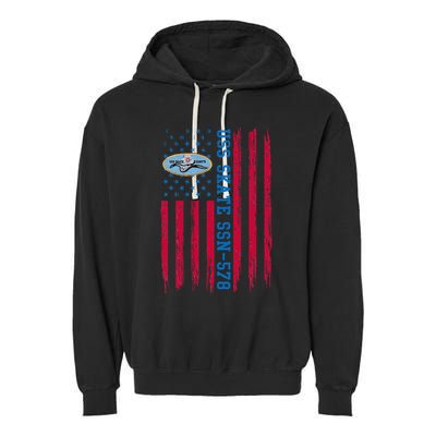 Uss Skate Ssn578 American Flag Submarine Garment-Dyed Fleece Hoodie
