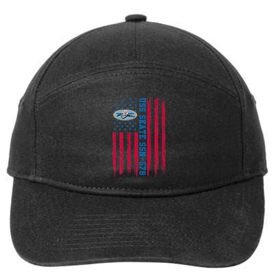 Uss Skate Ssn578 American Flag Submarine 7-Panel Snapback Hat