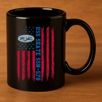 Uss Skate Ssn578 American Flag Submarine 11oz C Handle Ceramic Mug