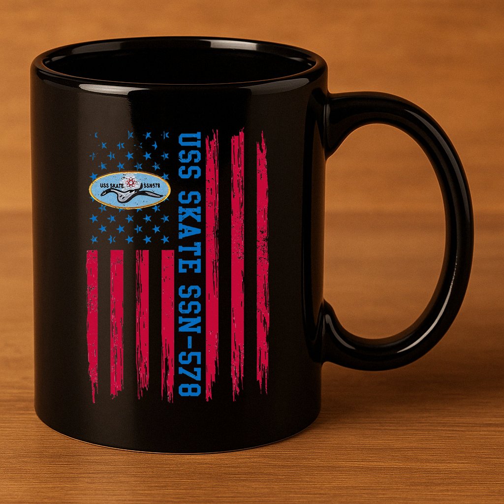 Uss Skate Ssn578 American Flag Submarine 11oz C Handle Ceramic Mug