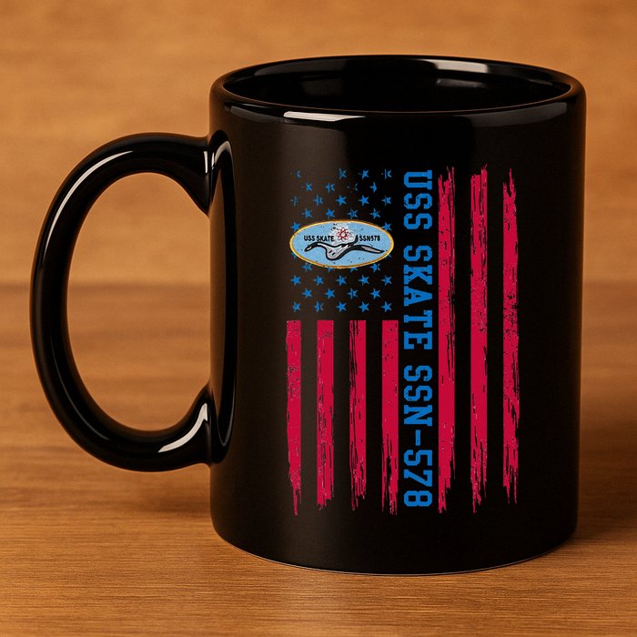 Uss Skate Ssn578 American Flag Submarine 11oz C Handle Ceramic Mug