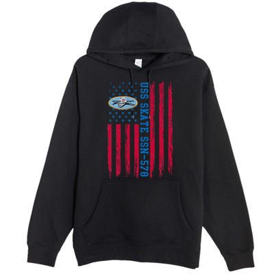 Uss Skate Ssn578 American Flag Submarine Premium Pullover Hoodie