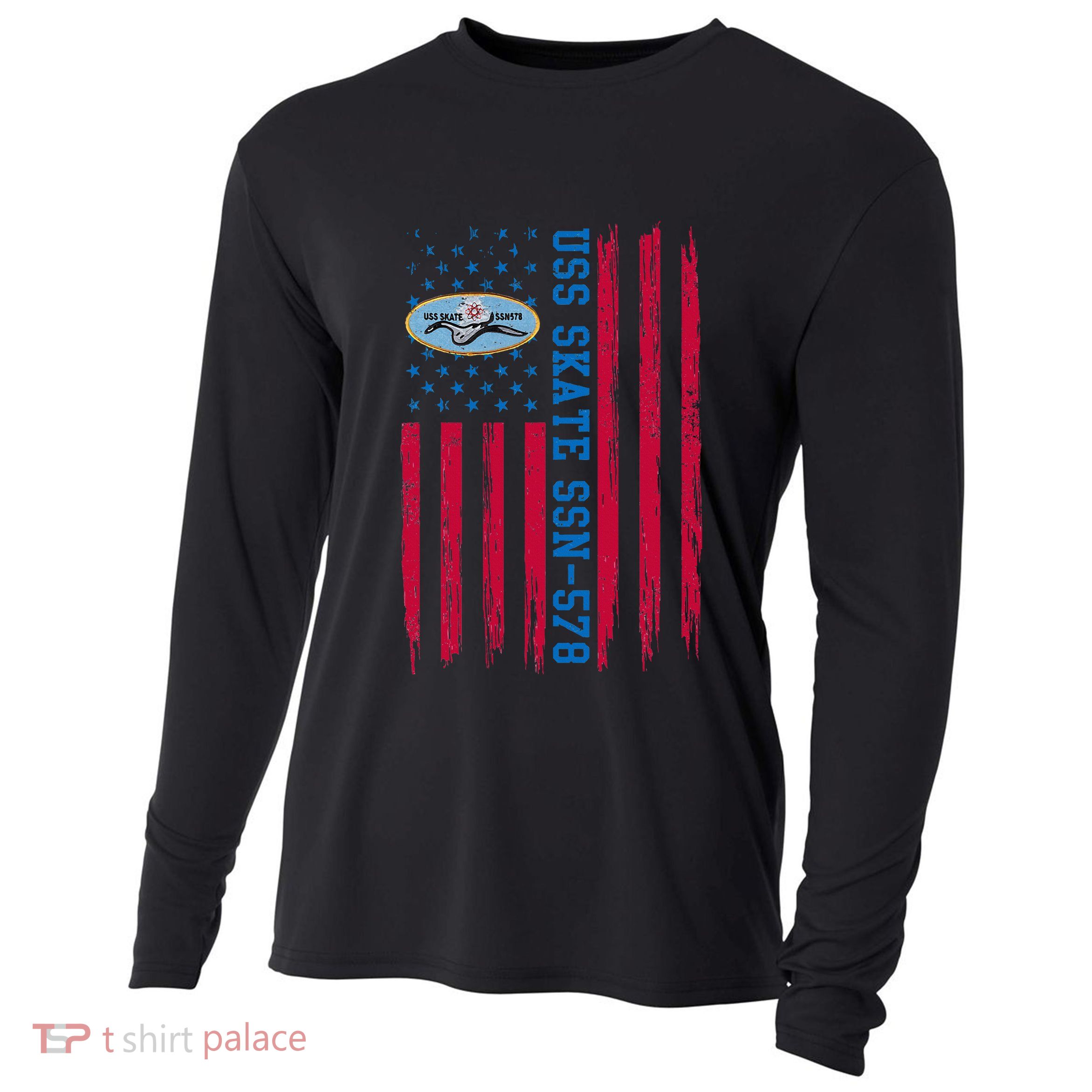 Uss Skate Ssn578 American Flag Submarine Cooling Performance Long Sleeve Crew