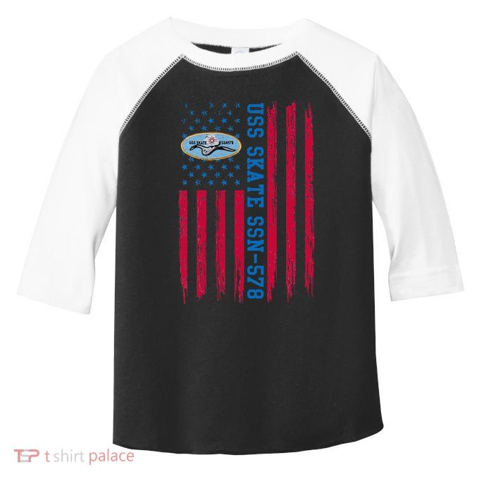 Uss Skate Ssn578 American Flag Submarine Toddler Fine Jersey T-Shirt