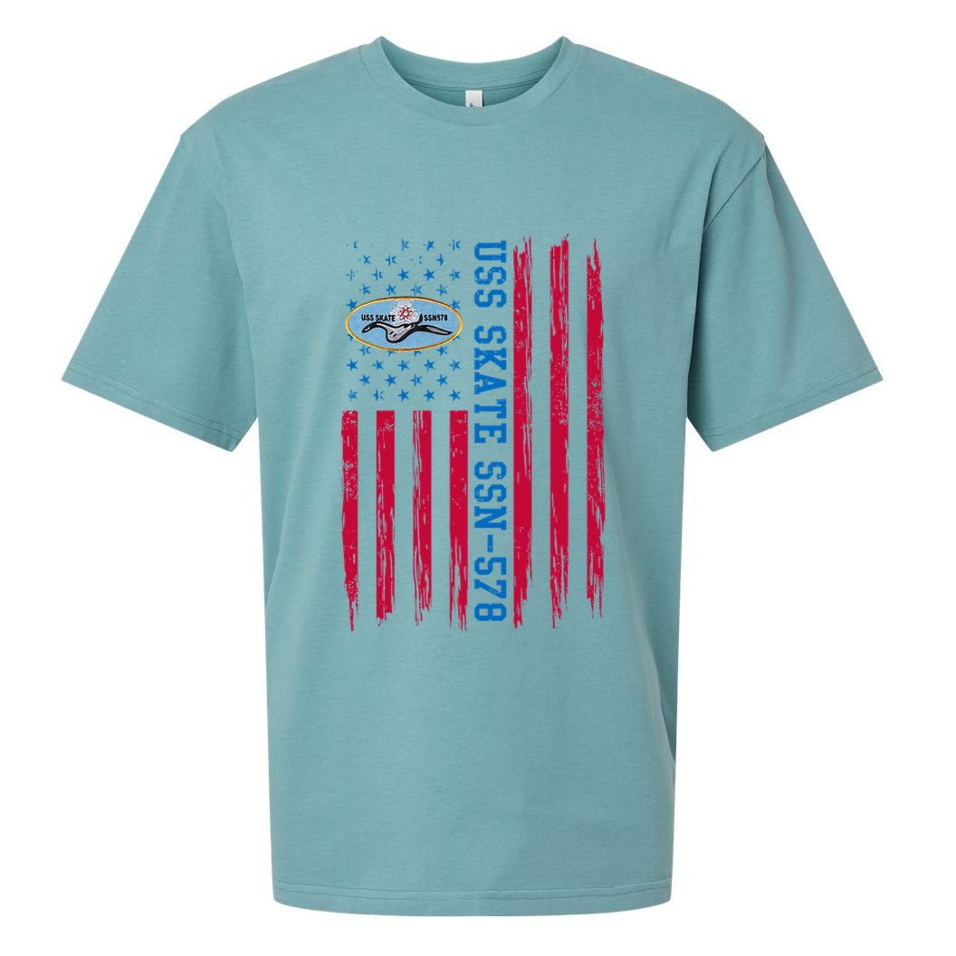Uss Skate Ssn578 American Flag Submarine Sueded Cloud Jersey T-Shirt
