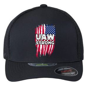 UAW Strong Solidarity UAW Laborer Worker UAW Proud Union America Flag Flexfit Unipanel Trucker Cap