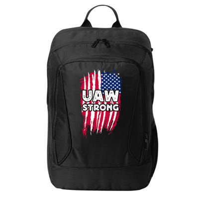 UAW Strong Solidarity UAW Laborer Worker UAW Proud Union America Flag City Backpack