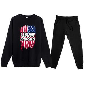 UAW Strong Solidarity UAW Laborer Worker UAW Proud Union America Flag Premium Crewneck Sweatsuit Set