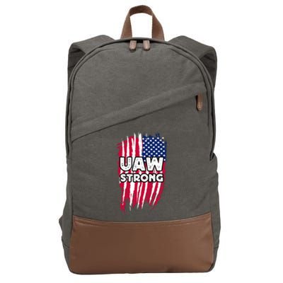 UAW Strong Solidarity UAW Laborer Worker UAW Proud Union America Flag Cotton Canvas Backpack