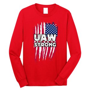 UAW Strong Solidarity UAW Laborer Worker UAW Proud Union America Flag Long Sleeve Shirt