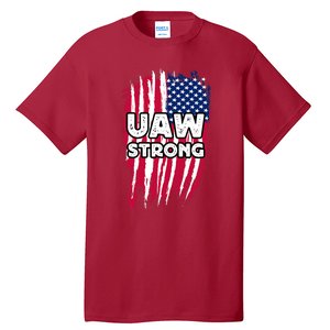 UAW Strong Solidarity UAW Laborer Worker UAW Proud Union America Flag Tall T-Shirt