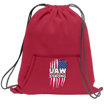 UAW Strong Solidarity UAW Laborer Worker UAW Proud Union America Flag Sweatshirt Cinch Pack Bag