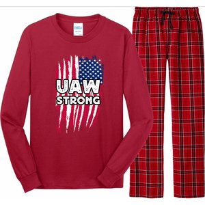 UAW Strong Solidarity UAW Laborer Worker UAW Proud Union America Flag Long Sleeve Pajama Set