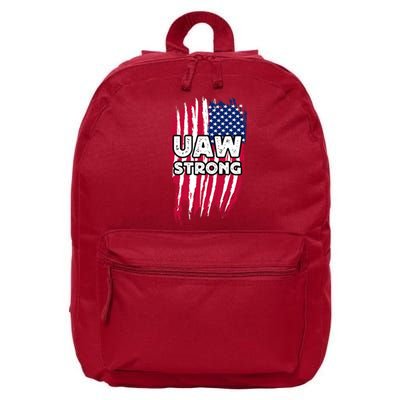 UAW Strong Solidarity UAW Laborer Worker UAW Proud Union America Flag 16 in Basic Backpack